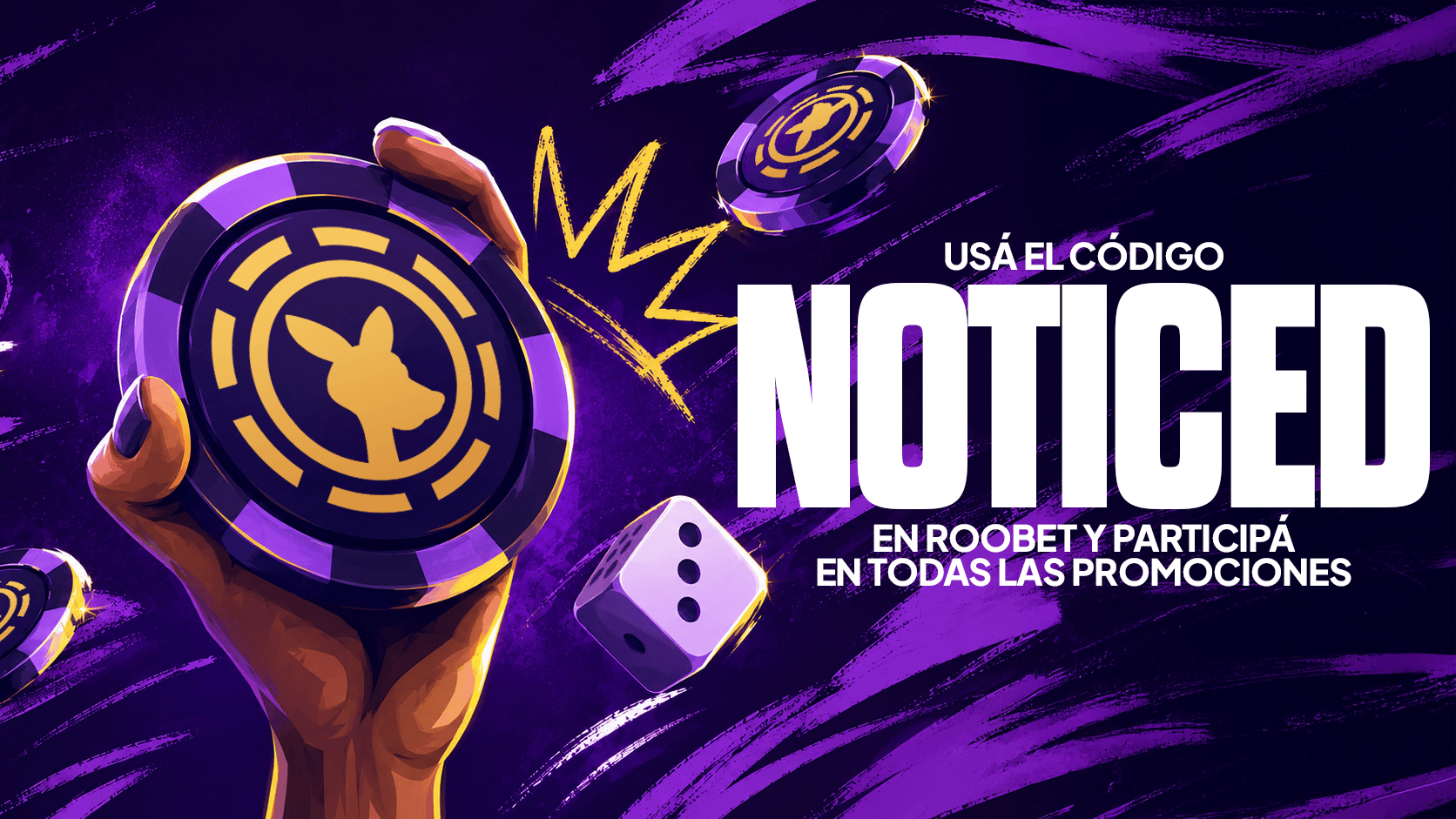 Código NOTICED en Roobet